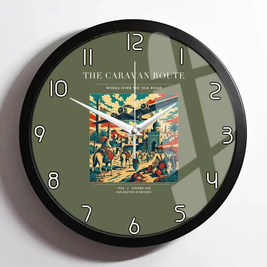 VINTAGE G4040 - The Caravan Route - Designed Wall Clocks design on greenarmy framed