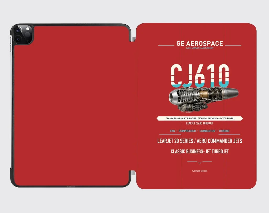 CJ610 design on red ipad tablet case