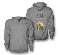 Thumbnail for Ube Airport (UBJ) design on gray premium zipped hoodie