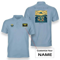 Thumbnail for VINTAGE G4525 - The Night Flare Path - Double-Side Polo T-Shirt design on lightblue+name