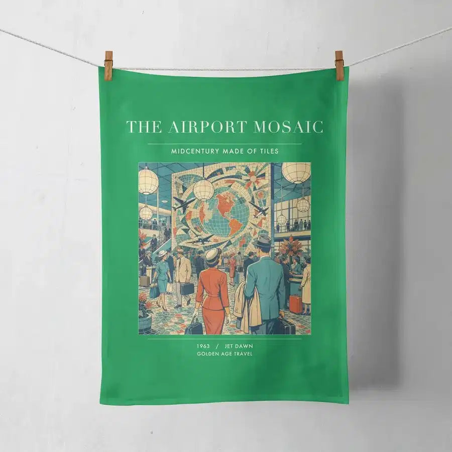 VINTAGE G4132 - The Airport Mosaic - Designed Towels design on green