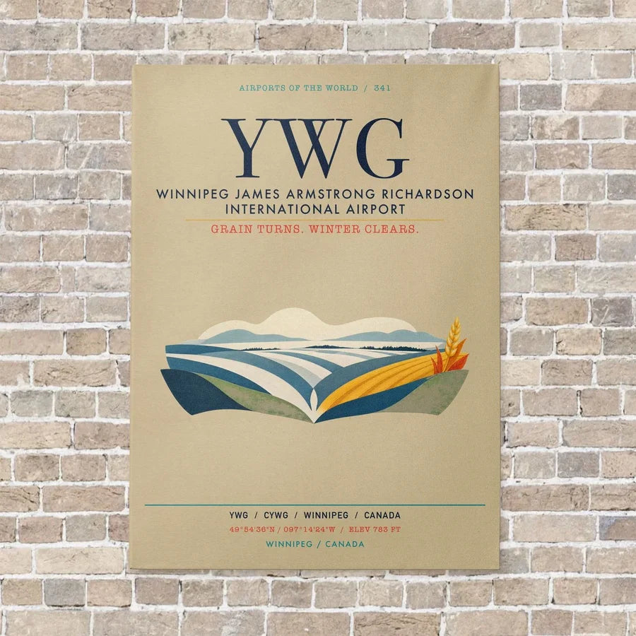 Winnipeg James Armstrong Richardson International Airport YWG vertical canvas print - no frame - beige background
