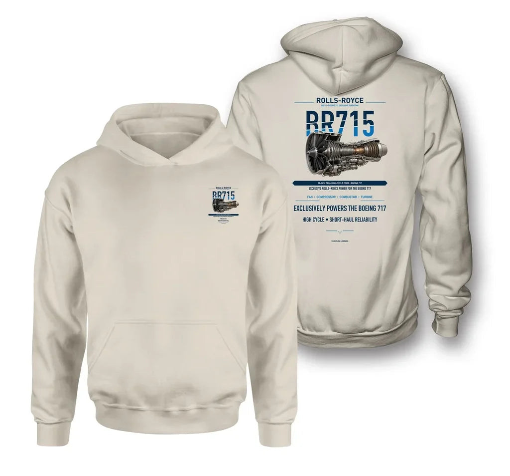 BR715 design on khaki hoodie