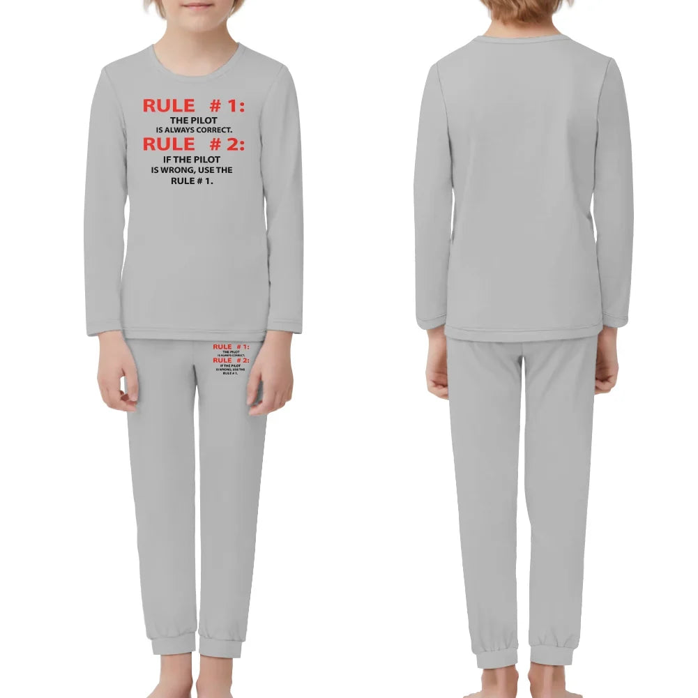 Rule 1 - Pilot is Always Correct children pajamas - Light Gray