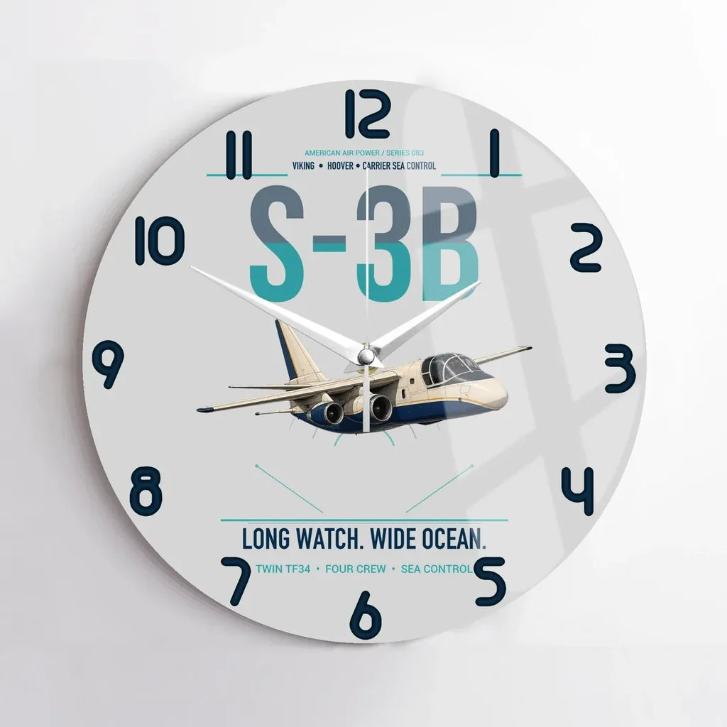S-3B Viking design on light gray no frame wall clock