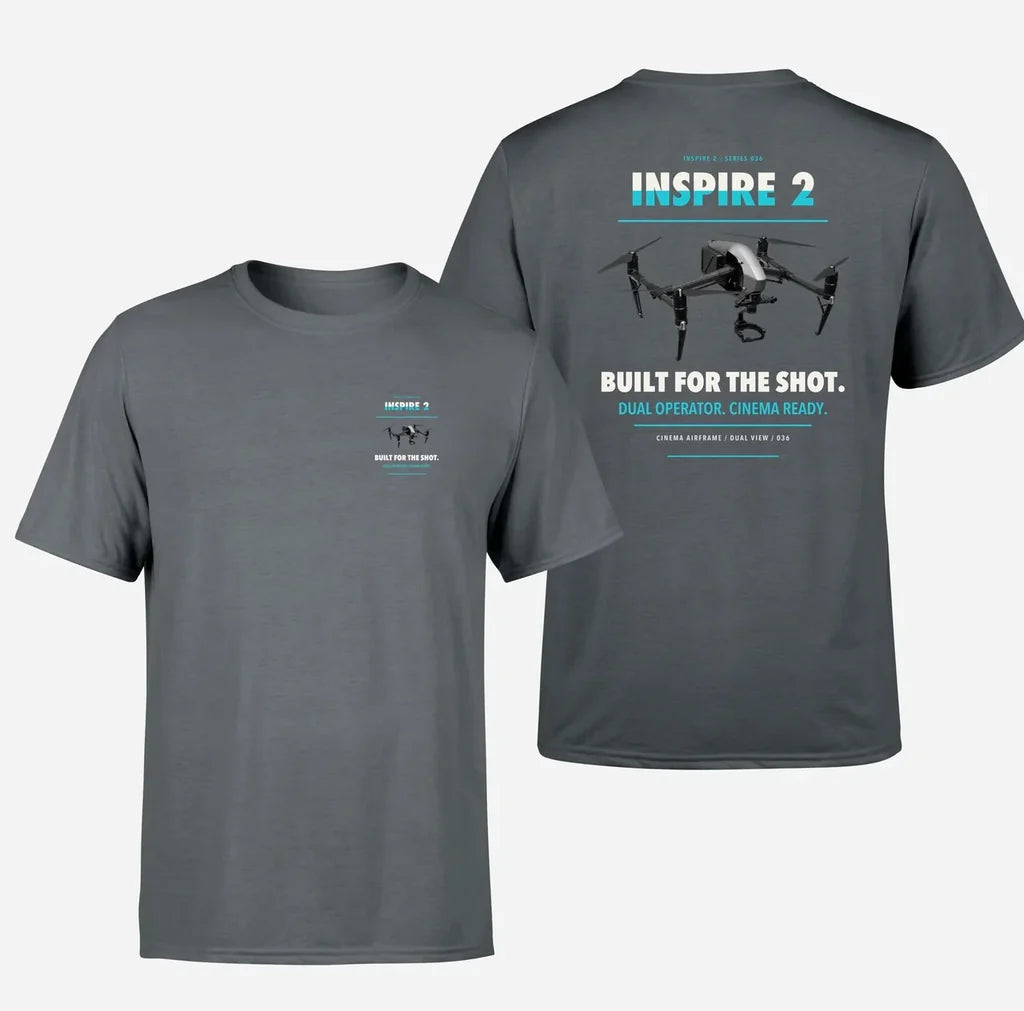 DJI Inspire 2 design on gray t shirt