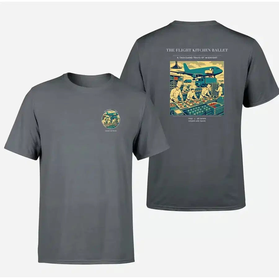VINTAGE G4374 - The Flight Kitchen Ballet - Double-Side T-Shirt design on gray double side t shirt