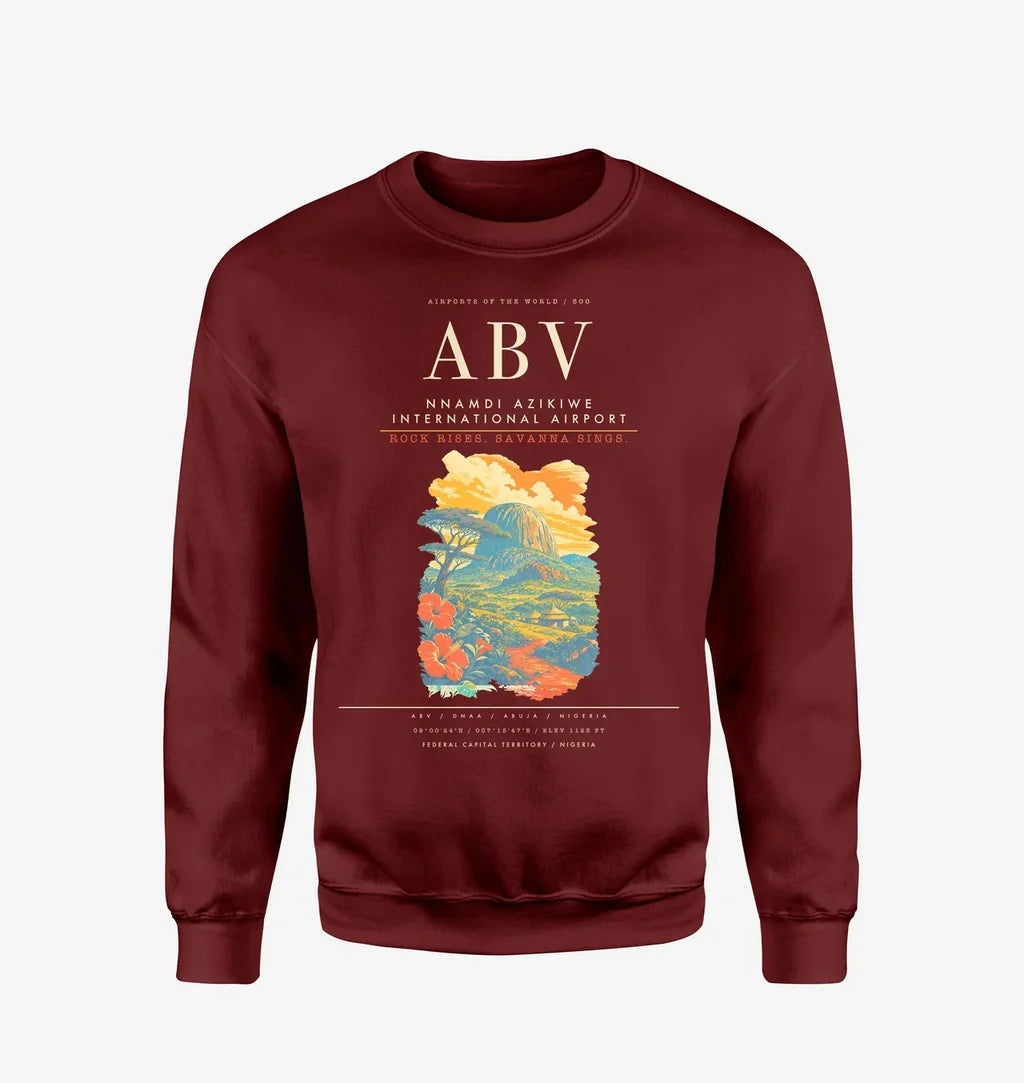Nnamdi Azikiwe International Airport ABV Sweatshirt - Wine Red