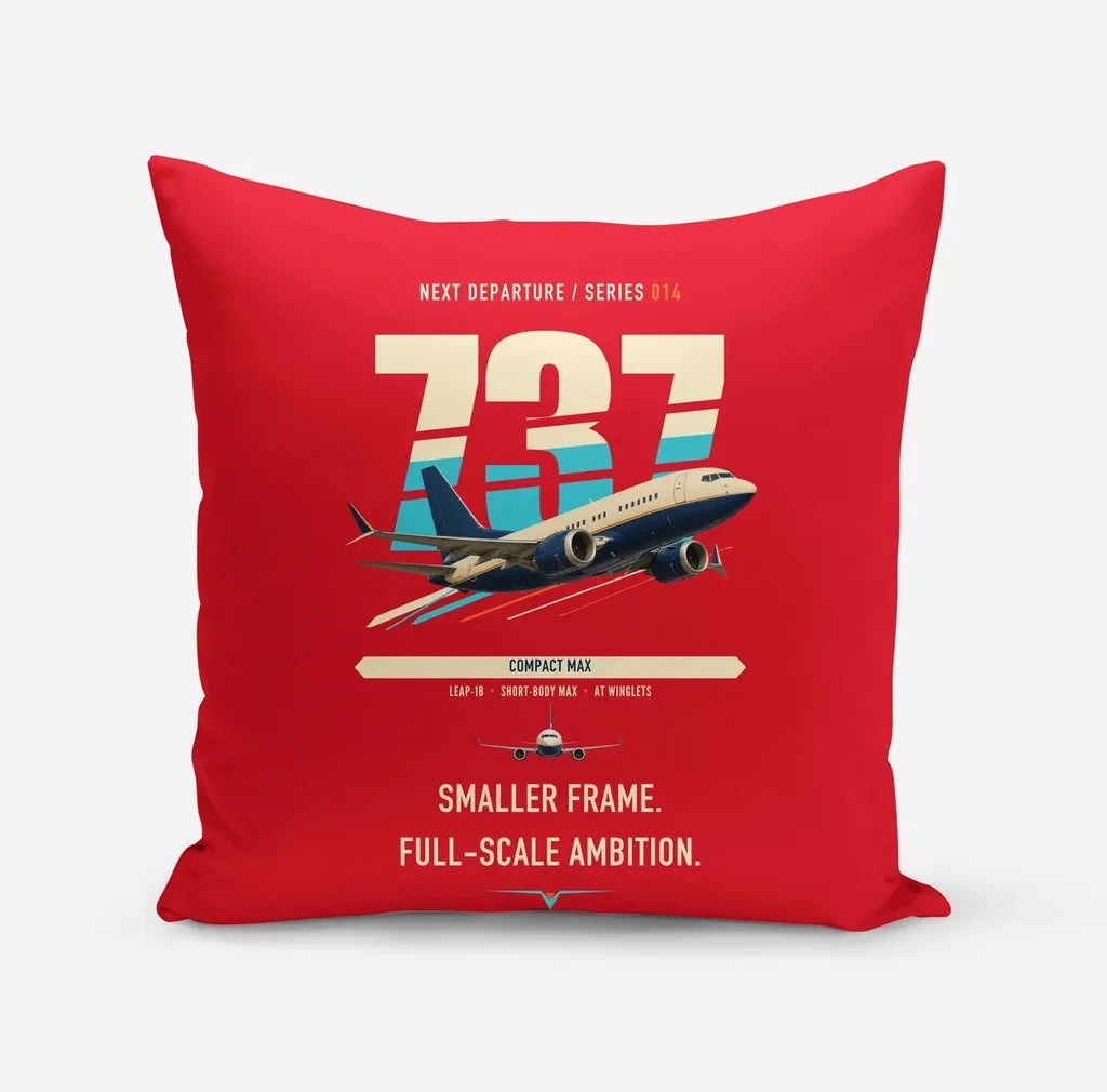 Boeing 737 MAX 7 design on red pillow