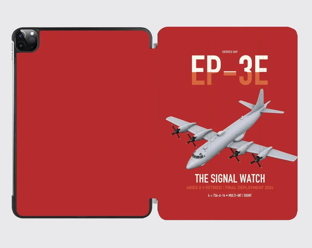 EP-3E ARIES II design on red ipad tablet case