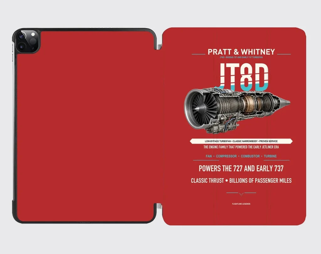 JT8D design on red ipad tablet case