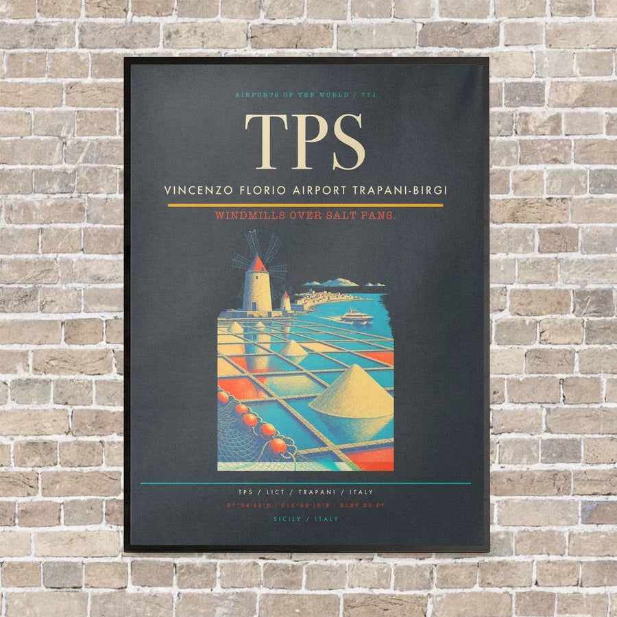Vincenzo Florio Airport Trapani-Birgi TPS vertical canvas print - framed - gray background