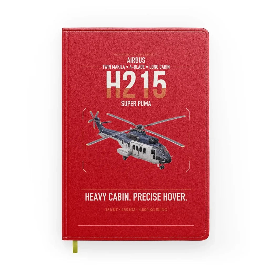 Airbus H215 design on red notebook