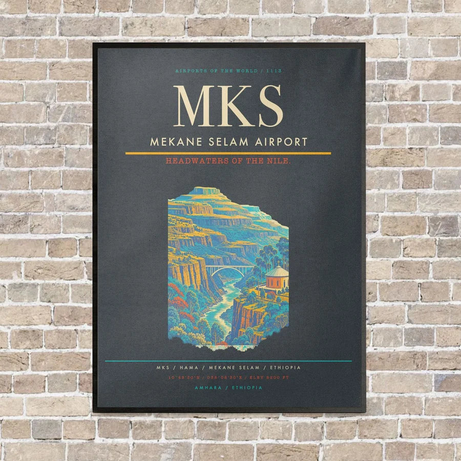 Mekane Selam Airport MKS - Canvas Framed - Gray