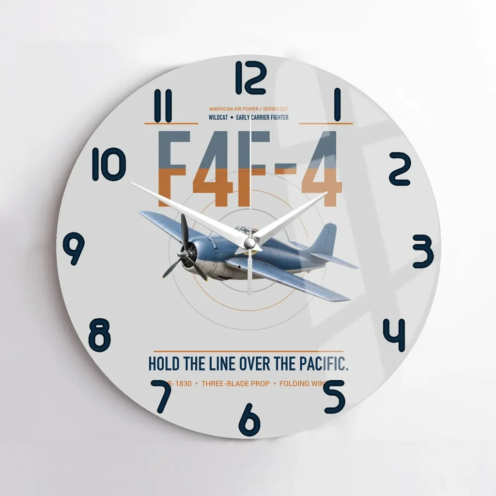 F4F-4 Wildcat design on light gray no frame wall clock