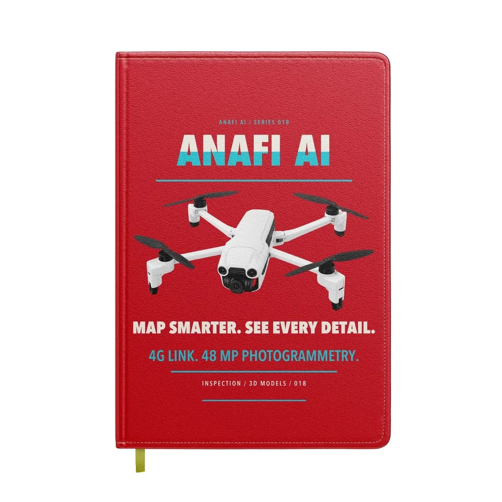 Parrot ANAFI Ai design on red notebook