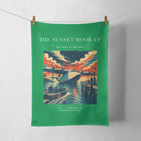 Thumbnail for VINTAGE G4277 - The Sunset Moor-Up - Designed Towels design on green