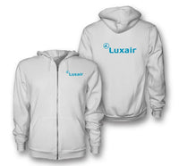 Thumbnail for Luxair logo on white zipped hoodie