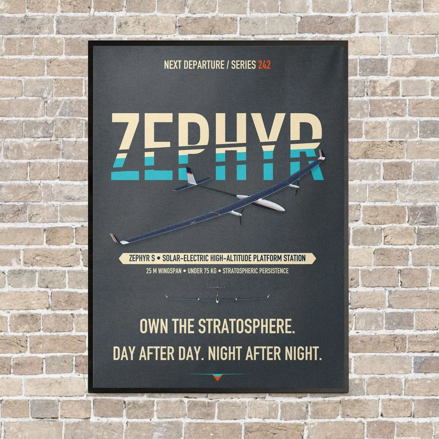 Airbus Zephyr S vertical canvas print - framed - gray background