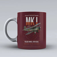 Thumbnail for Fairey Swordfish Mk I design on dark red ceramic mug, double-side print