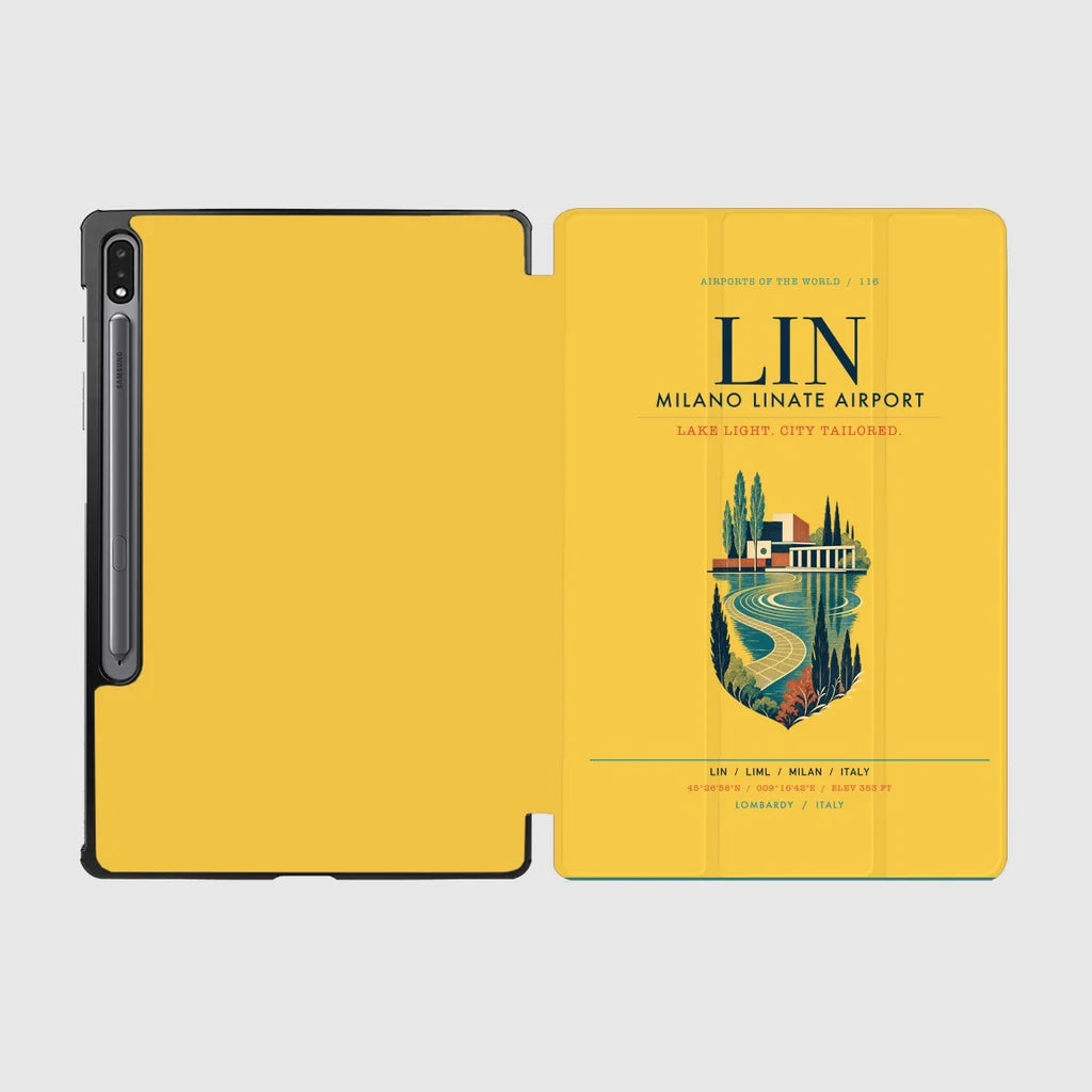 Milano Linate Airport (LIN) design on yellow samsung tablet tablet case