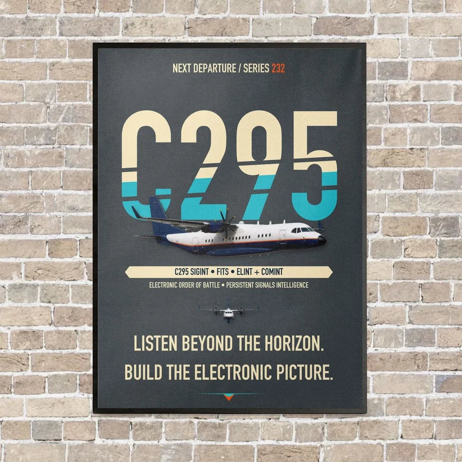 Airbus C295 SIGINT vertical canvas print - framed - gray background