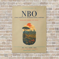 Thumbnail for Jomo Kenyatta International Airport Nairobi NBO vertical canvas print - no frame - beige background