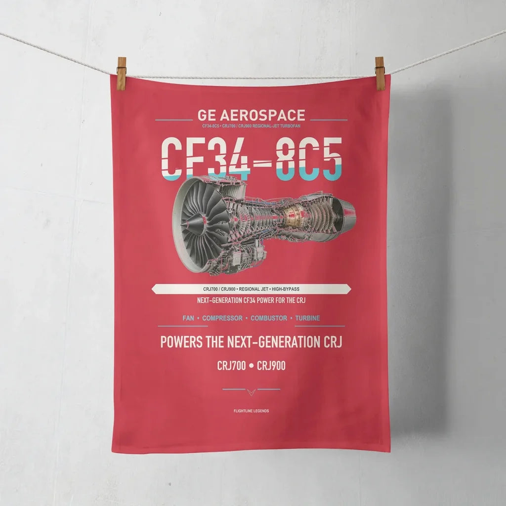 CF34-8C5 design on red towel