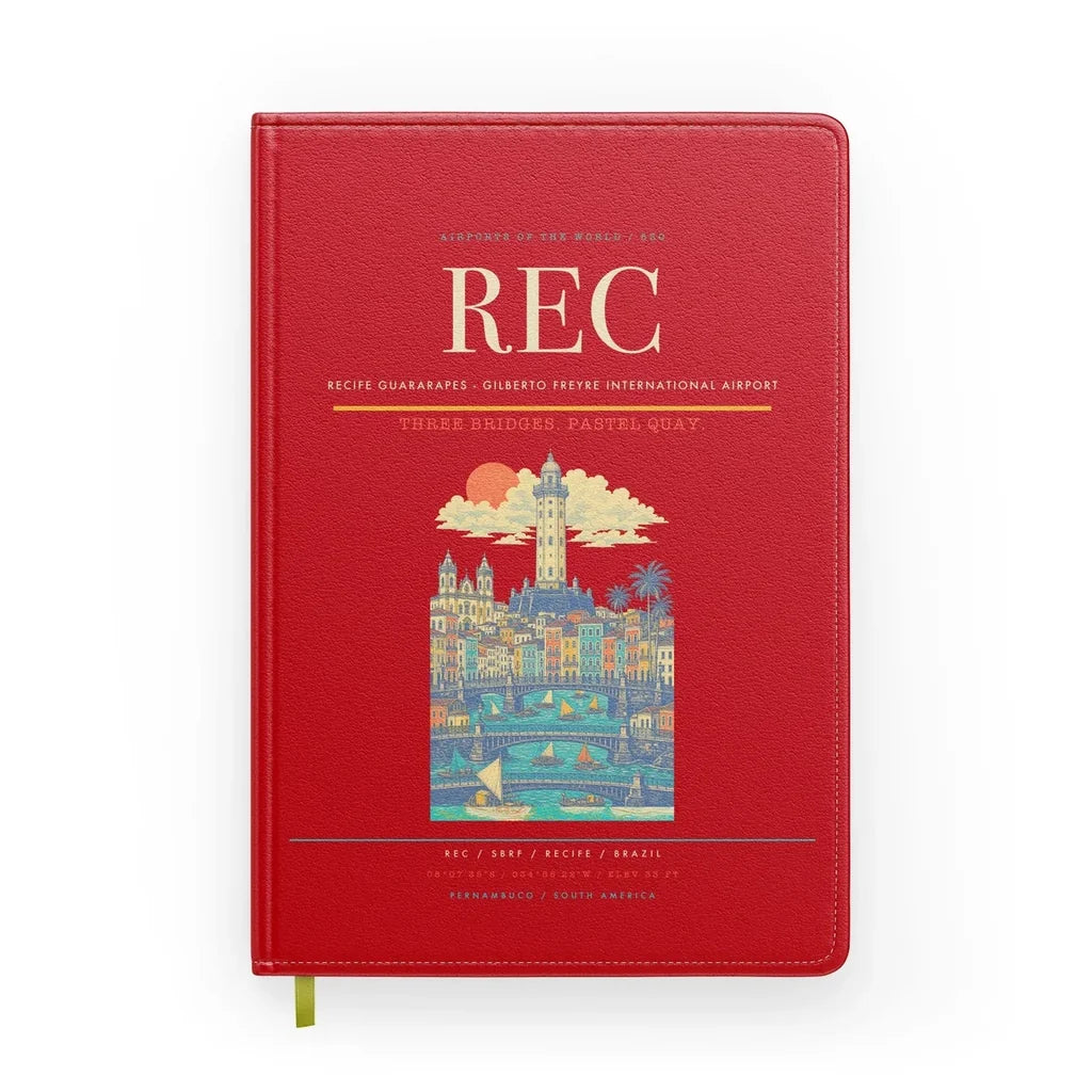 Recife Guararapes (REC) design on red notebook