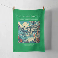 Thumbnail for VINTAGE G4154 - The Island Postbag - Designed Towels design on green
