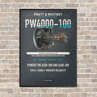 Thumbnail for PW4000-100 vertical canvas print - framed - gray background