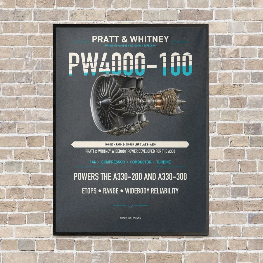 PW4000-100 vertical canvas print - framed - gray background