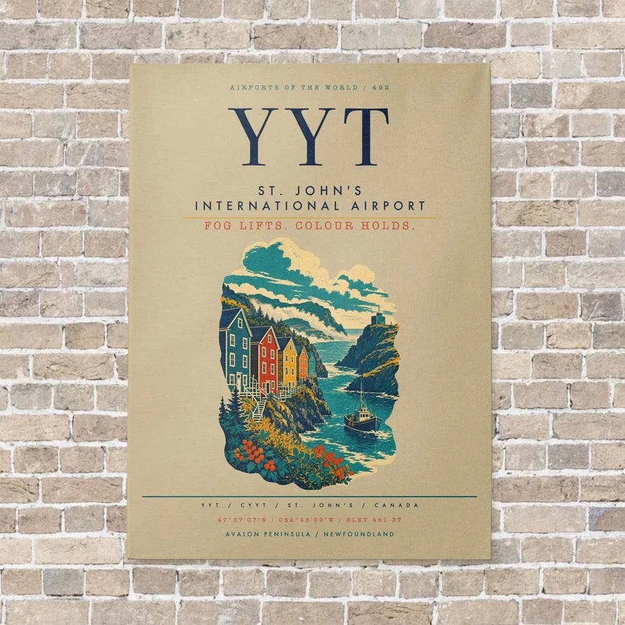 St. John's International Airport YYT vertical canvas print - no frame - beige background