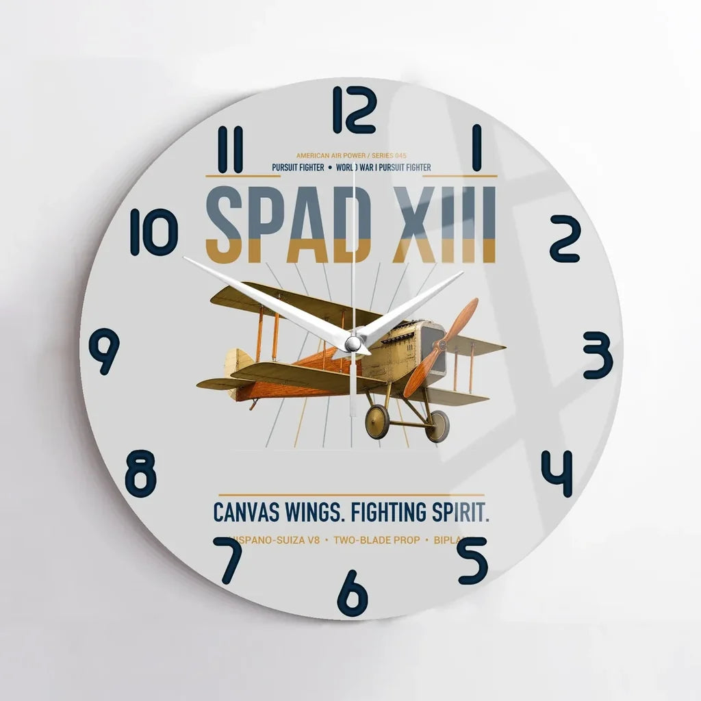 SPAD XIII design on light gray no frame wall clock