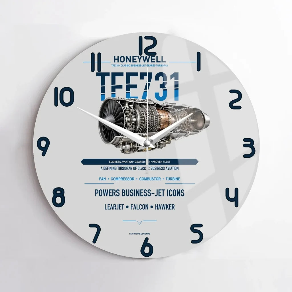 TFE731 design on light gray no frame wall clock