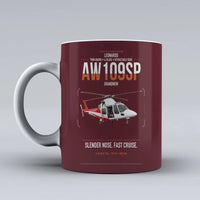 Thumbnail for Leonardo AW109SP GrandNew design on dark red ceramic mug, double-side print