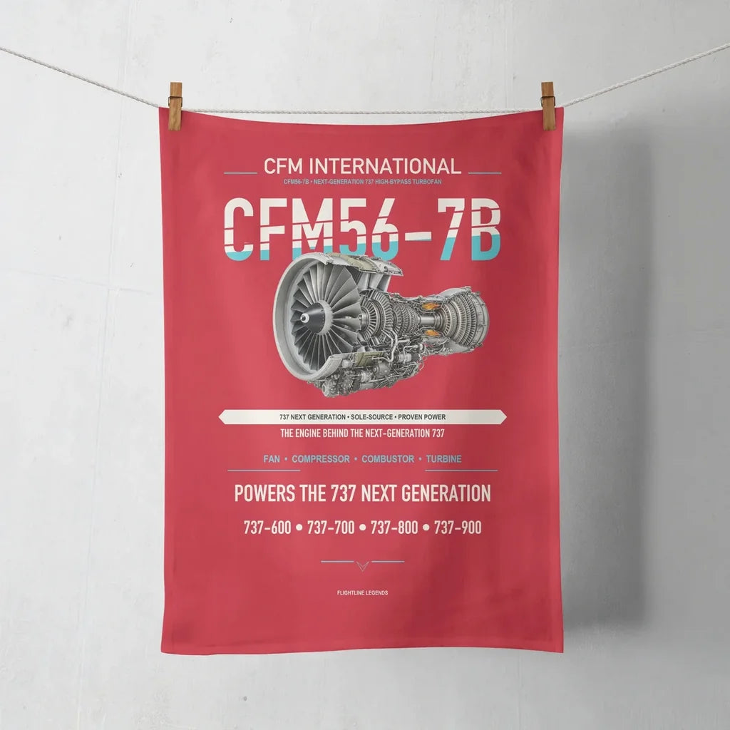 CFM56-7B design on red towel