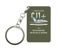 Thumbnail for Cessna Citation CJ1+ design on green army designed key chain, double-side print