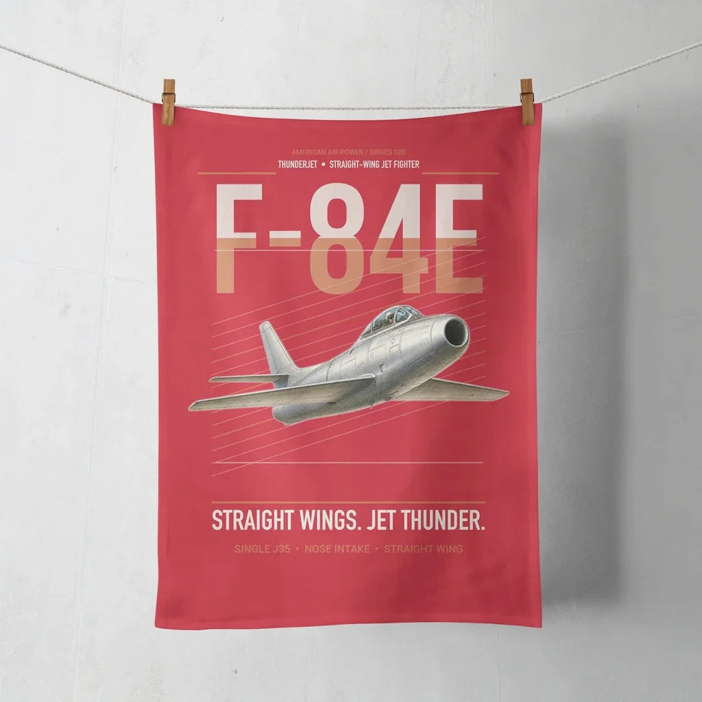 F-84E Thunderjet design on red towel