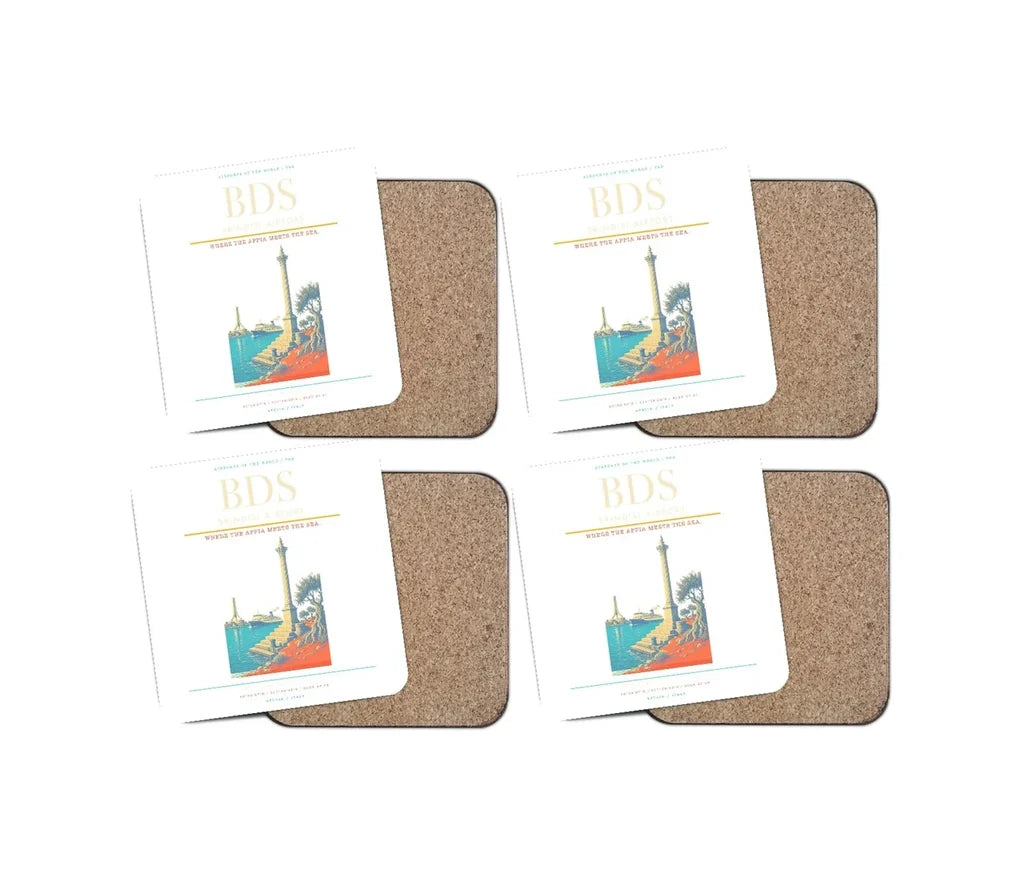 Brindisi Airport BDS Coaster 4-Pieces-Set - White