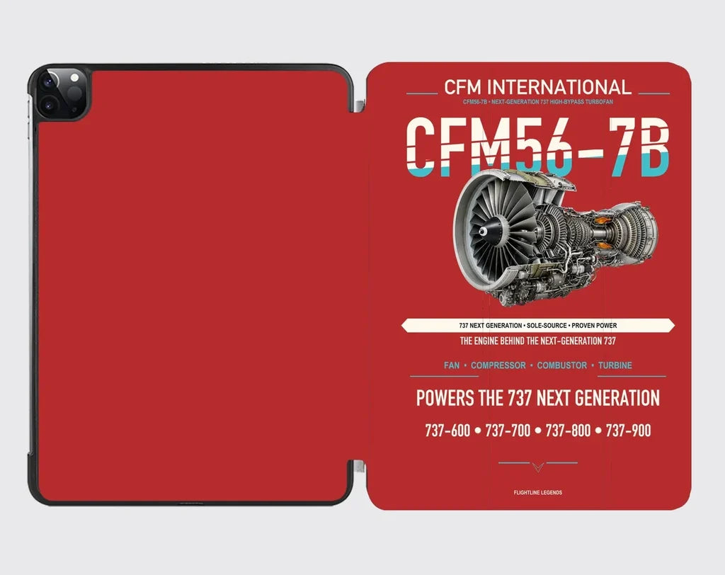 CFM56-7B design on red ipad tablet case
