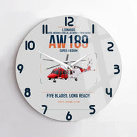 Thumbnail for Leonardo AW189 design on light gray no frame wall clock