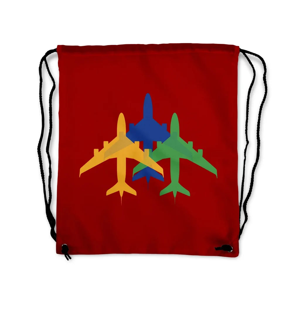 Colourful 3 Airplanes Drawstring Bag - view 7