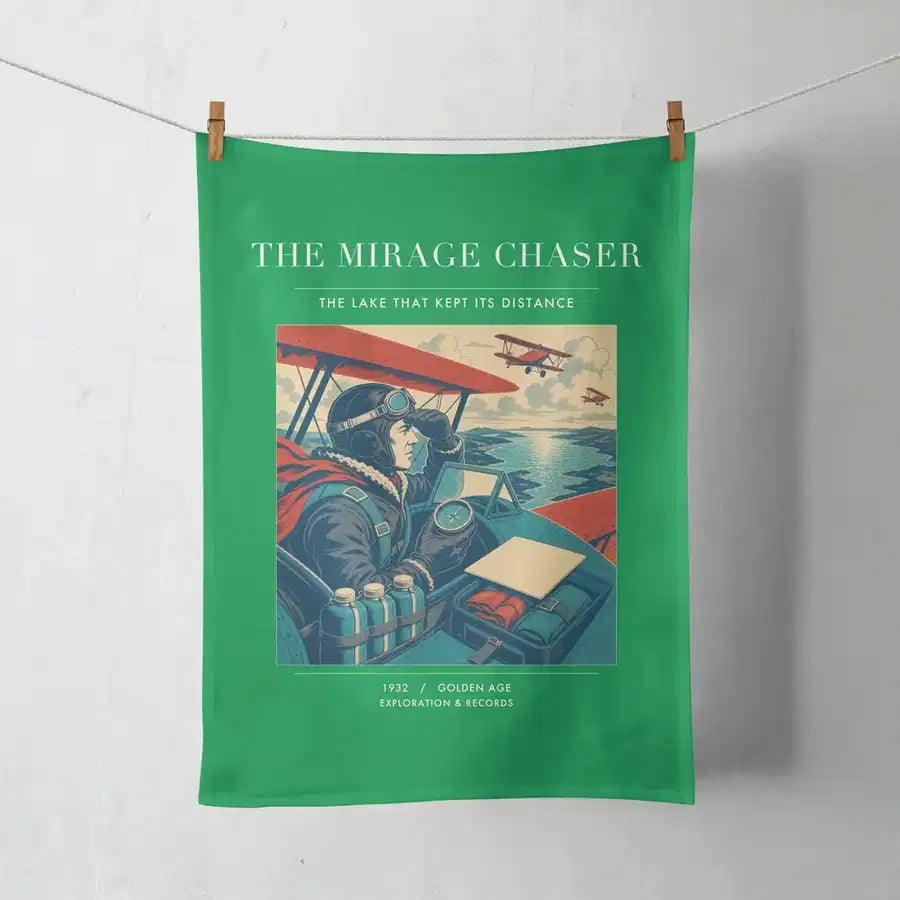 VINTAGE G4337 - The Mirage Chaser - Designed Towels design on green
