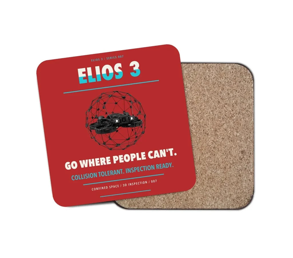 Flyability Elios 3 design on red 1 piece coaster