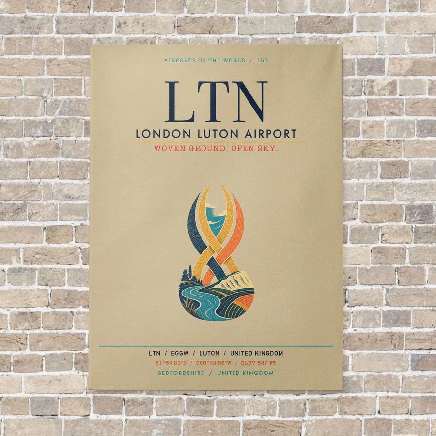 London Luton Airport LTN vertical canvas print - no frame - beige background