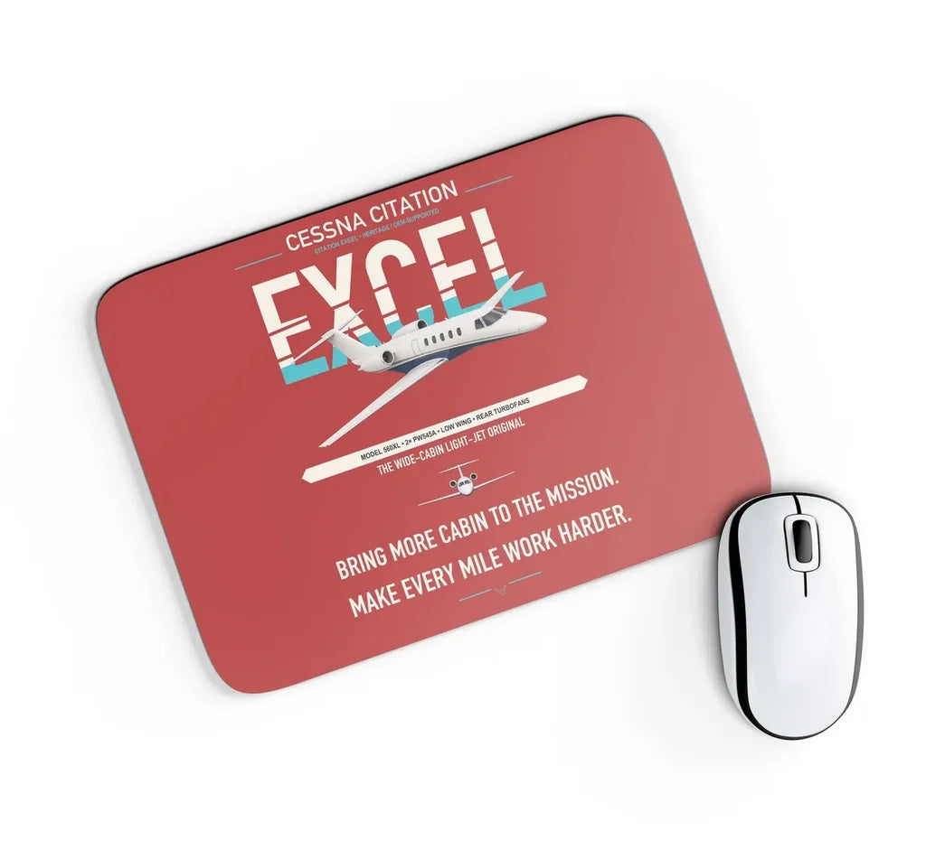 Cessna Citation Excel design on red rectangle mouse pad
