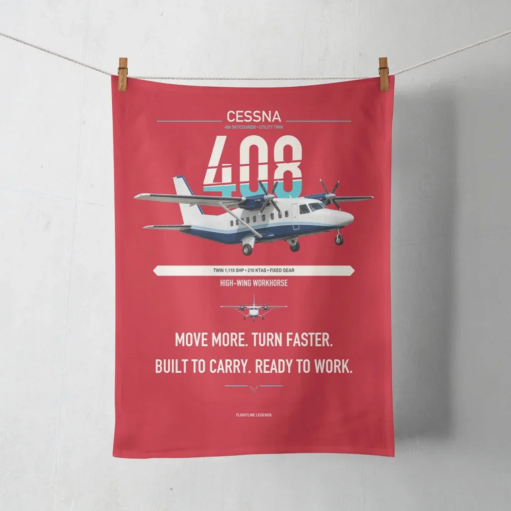 Cessna 408 SkyCourier design on red towel