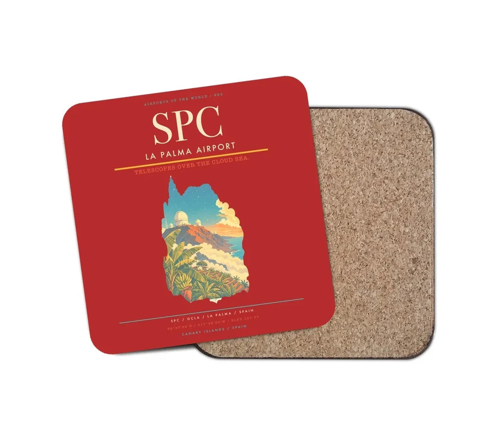 La Palma Airport (SPC) design on red 1 piece coaster