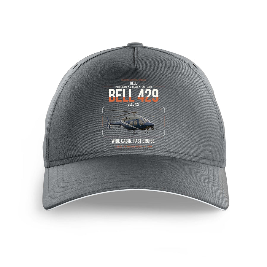 Bell 429 design on gray printed hat